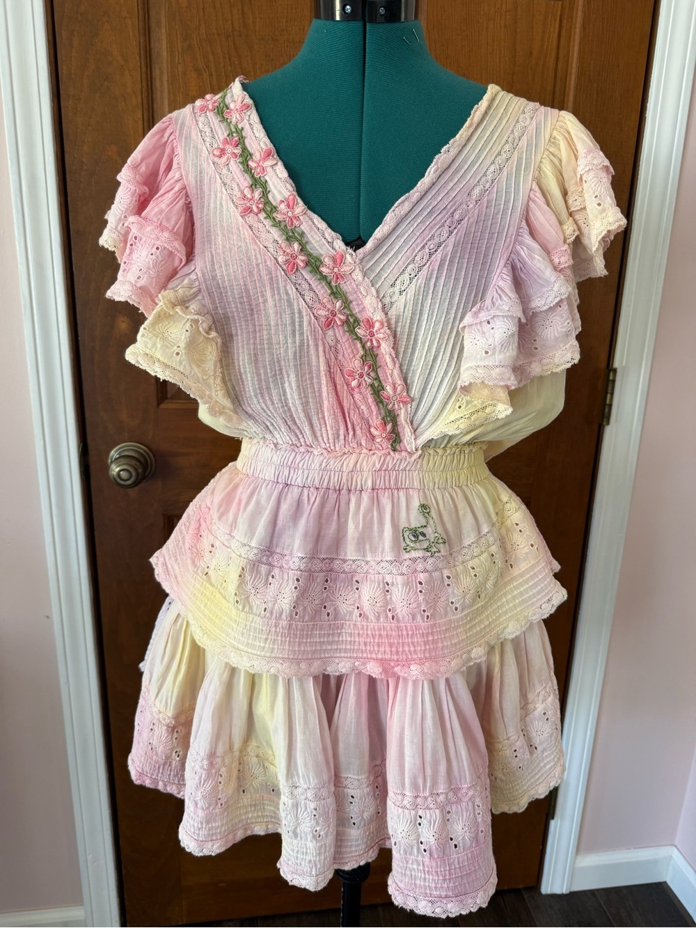 Loveshackfancy Gwen Ruffle Mini Custom Tangled Inspired Embroidery Medium